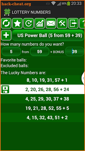 Lotto Generator and Statistics screenshot