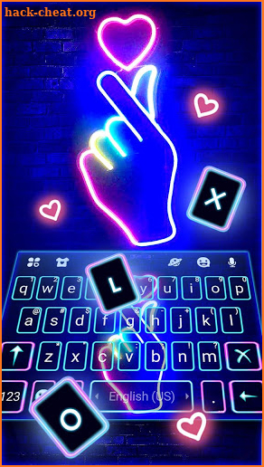 Love Heart Neon Keyboard Theme screenshot