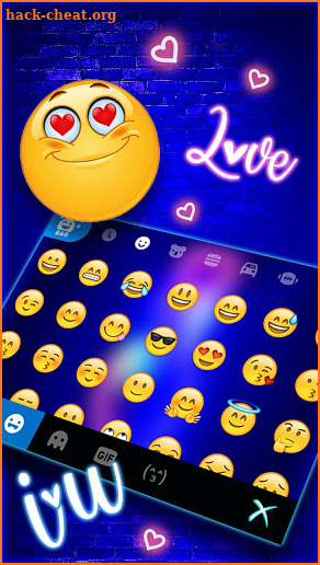 Love Heart Neon Keyboard Theme screenshot