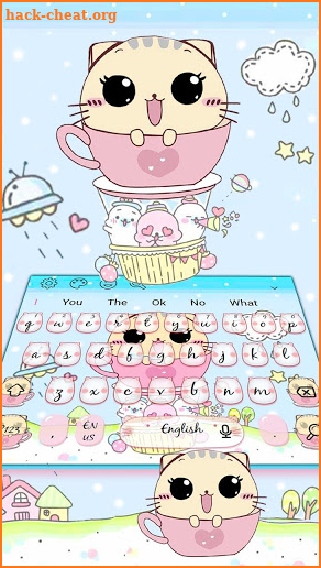 Love Kitty Cup Cat Keyboard Theme screenshot