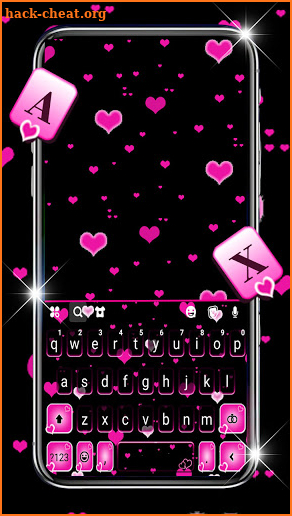 Love Pink Hearts Keyboard Background screenshot