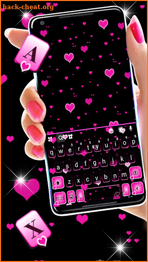 Love Pink Hearts Keyboard Background screenshot