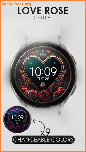Love Rose digital watch face screenshot
