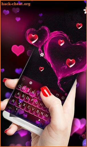 Love Sparkling Neon Hearts Keyboard Theme screenshot