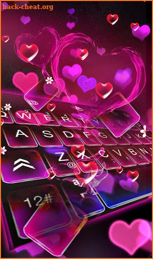 Love Sparkling Neon Hearts Keyboard Theme screenshot