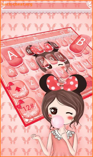 Lovely Bowknot Girl Keyboard Theme screenshot