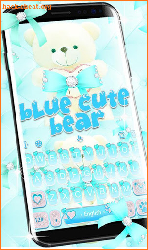 Lovely Cute Blue Bear Keyboard Theme screenshot