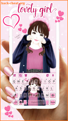 Lovely Cute Girl Keyboard Background screenshot