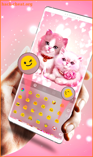 Lovely Cute Pink Kitty Cat Keyboard Theme screenshot