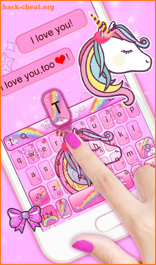 Lovely Cuteness Pink Unicorn Keyboard Theme screenshot