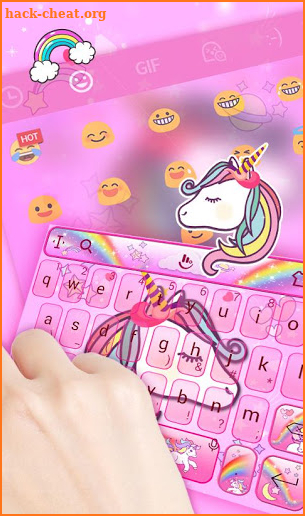 Lovely Cuteness Pink Unicorn Keyboard Theme screenshot