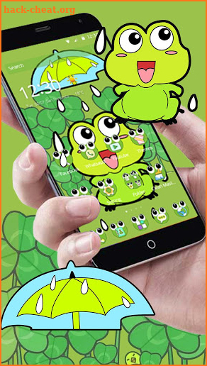 Lovely Frog Big Eye Raindrop Cartoon Theme screenshot