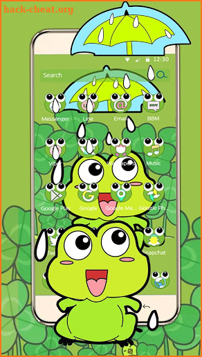 Lovely Frog Big Eye Raindrop Cartoon Theme screenshot