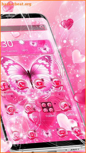 Lovely Pink Butterfly Heart Theme screenshot