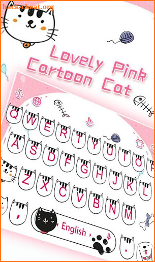 Lovely Pink Cartoon Cat Keyboard Theme screenshot