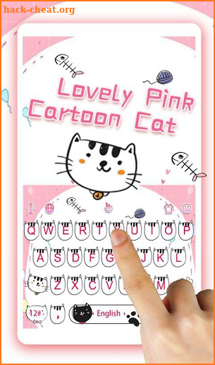 Lovely Pink Cartoon Cat Keyboard Theme screenshot