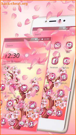 Lovely Pink Flower Tree Theme screenshot