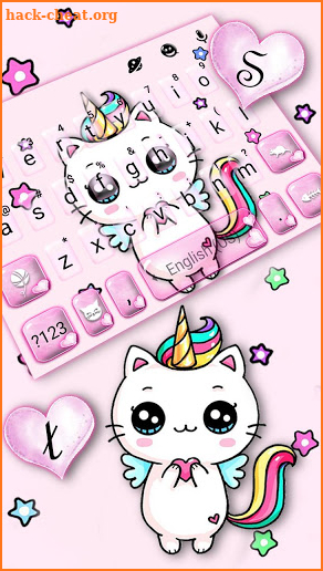 Lovely Unicorn Cat Keyboard Theme screenshot