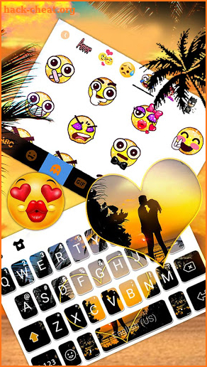 Lovers at Sunset Beach Keyboard Theme screenshot