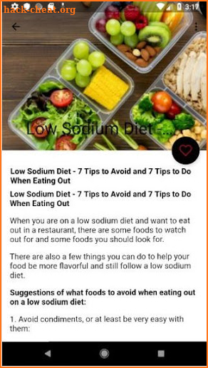 Low Sodium Diet, Foods screenshot