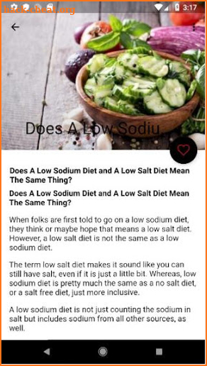 Low Sodium Diet, Foods screenshot