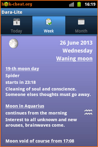 Lunar calendar Dara-Lite screenshot
