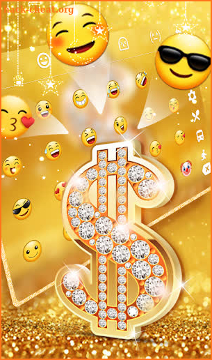 Lustrous Gold Diamond Dollar Keyboard Theme screenshot