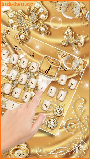 Luxurious Golden Silk Butterfly Keyboard Theme screenshot