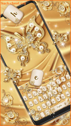 Luxurious Golden Silk Butterfly Keyboard Theme screenshot