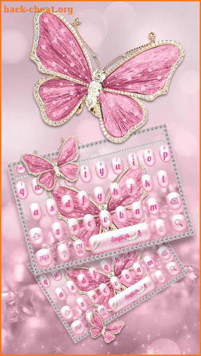 Luxurious Pink Diamond Butterfly Keyboard screenshot