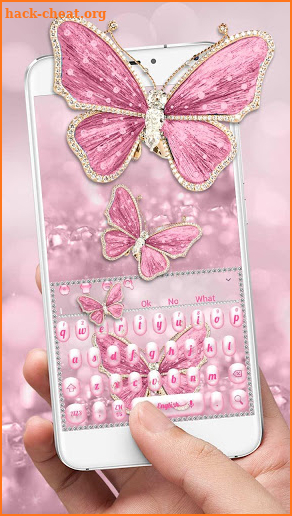 Luxurious Pink Diamond Butterfly Keyboard screenshot