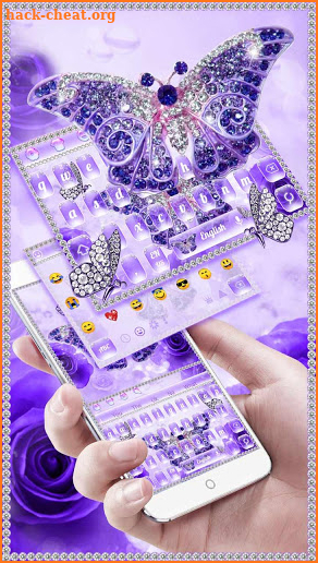 Luxurious Purple Diamond Butterfly Keyboard screenshot