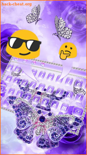 Luxurious Purple Diamond Butterfly Keyboard screenshot