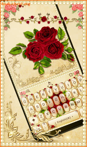 Luxurious Red Rose Golden Keyboard Theme screenshot