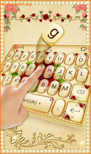 Luxurious Red Rose Golden Keyboard Theme screenshot