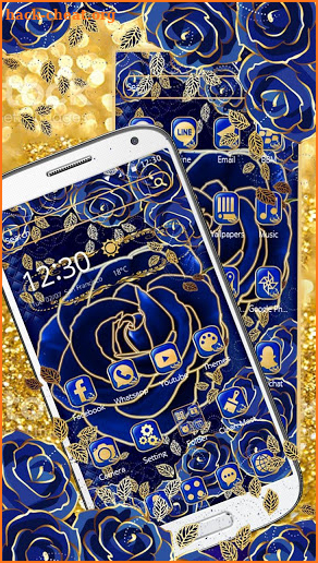 Luxury Blue Gold Rose Theme screenshot