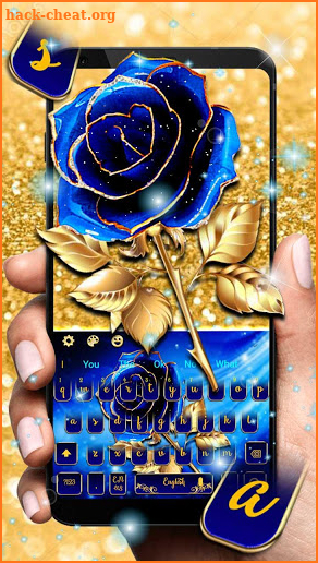 Luxury Blue Rose Keyboard Theme screenshot