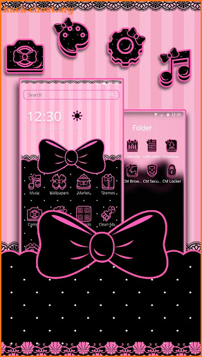 Luxury Cute Pink Black Bow Theme screenshot