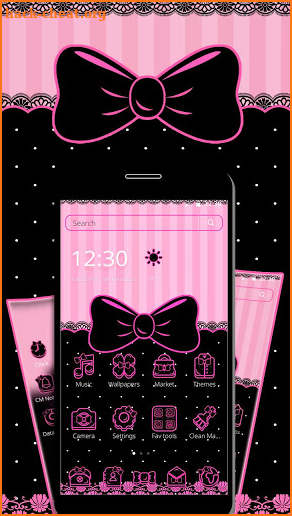 Luxury Cute Pink Black Bow Theme screenshot