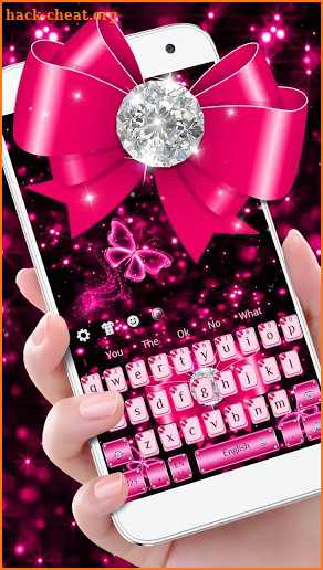 Luxury Diamond Pink Bow Keyboard Theme screenshot