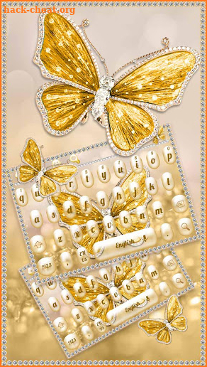 Luxury Gold Diamond Butterfly Keyboard screenshot