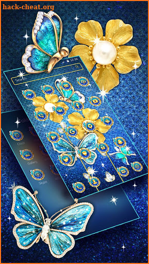 Luxury Gold Sparkling Butterflies Theme screenshot
