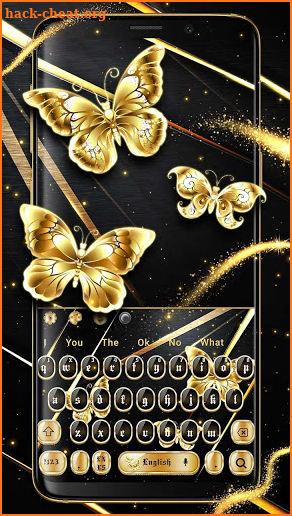Luxury Golden Black Butterfly Keyboard screenshot