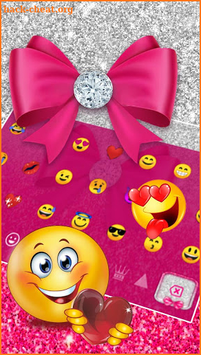 Luxury Pink Bow Diamond Keyboard screenshot