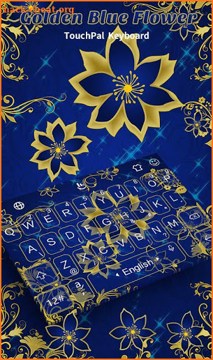 Luxury Rose Golden Blue Flower Keyboard Theme screenshot