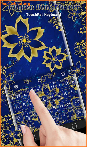 Luxury Rose Golden Blue Flower Keyboard Theme screenshot