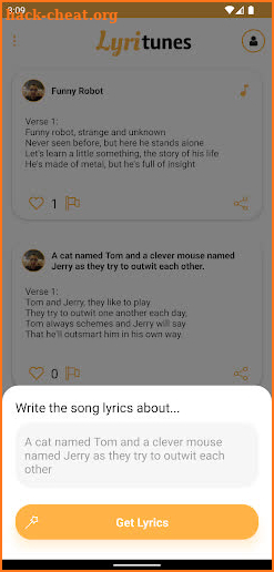 LyriTunes: AI Generated Lyrics screenshot