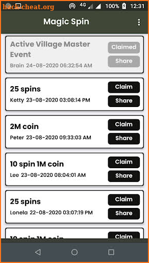 Magic Free Spin Coin Daily links screenshot