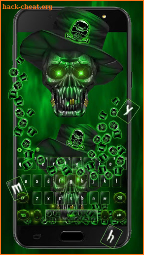 Magical Black Green Skull Gravity Keyboard Theme screenshot