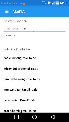 Mail 1A - Wegwerf Mail screenshot
